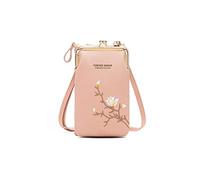 PORRASSO Mode Handy Umhängetasche Damen Handytasche Mini Geldbörse Crossbody Bag mit Kartensteckplatz PU Schultertasche Rosa