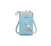 PORRASSO Mode Handy Umhängetasche Damen Handytasche Mini Geldbörse Crossbody Bag mit Kartensteckplatz PU Schultertasche Blau
