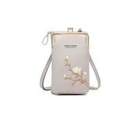 PORRASSO Mode Handy Umhängetasche Damen Handytasche Mini Geldbörse Crossbody Bag mit Kartensteckplatz PU Schultertasche Grau