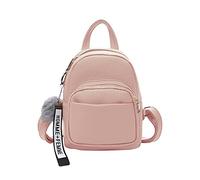 PORRASSO Mode Mini Rucksack Damen Kleiner Daypack mit Pompon Mädchen PU-Leder Rucksäcke für Reisen Dating Täglicher Gebrauch Rosa
