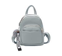 PORRASSO Mode Mini Rucksack Damen Kleiner Daypack mit Pompon Mädchen PU-Leder Rucksäcke für Reisen Dating Täglicher Gebrauch Hellgrau
