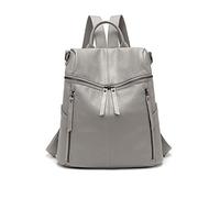 PORRASSO Mode Rucksack Damen Umhängetasche Mädchen Wasserdicht Daypack Universität Schultasche Leder Reise Arbeit Rucksäcke Grau