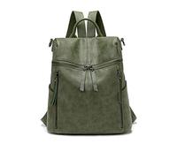 PORRASSO Mode Rucksack Damen Umhängetasche Mädchen Wasserdicht Daypack Universität Schultasche Leder Reise Arbeit Rucksäcke Grün