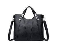 PORRASSO Mode Schultertasche Damen Handtasche Frauen Umhängetasche PU Leder Wasserdicht Henkeltasche für Arbeit Reisen Täglichen Gebrauch Schwarz