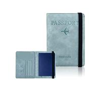 PORRASSO Reisepasshülle Reisezubehör mit RFID-Blocker Schutzhülle Tasche für Kreditkarten Kunstleder Reisepass Organizer Passport Cover Blau