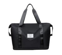 PORRASSO Reisetasche Sporttasche Damen Groß Trainingstasche Erweiterbar Schwimmtasche Weekender Übernachtung Tasche Duffle Bag für Sport Fitnessstudio Reisen Schwarz