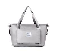 PORRASSO Reisetasche Sporttasche Damen Groß Trainingstasche Erweiterbar Weekender Übernachtung Tasche Duffle Bag für Sport Fitnessstudio Reisen Grau