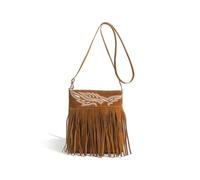 PORRASSO Retro Umhängetasche Damen Fransen Schultertasche PU Beuteltasche Crossbody Bag für Dating Reisen Täglichen Gebrauch Braun