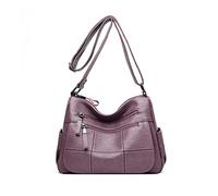PORRASSO Retro Umhängetasche Damen Schultertasche Multi-Tasche Handtasche Weich Frauen PU Leder Schulterbeutel Arbeit Reisen Täglichen Gebrauch Crossbody Bag Violett A