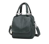 PORRASSO Rucksack Damen Umhängetasche Kleiner Daypack PU Wasserdicht Schultertasche Handtasche Rucksäcke für Reisen Shopping Dating Grün