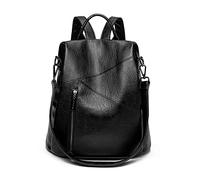 PORRASSO Rucksack für Damen, Diebstahlschutz, Umhängetasche, Mädchen, modisch, Schultasche, wasserdicht, PU-Leder, Daypack, Arbeit, Reise, Rucksack, Schwarz, L, Elegant