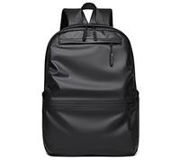 PORRASSO Rucksack Herren Casual Daypack 14 Zoll Laptoprucksack Wasserdichter Lederrucksack Schultaschen für Hochschule Reisen Täglicher Gebrauch Schwarz