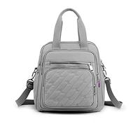 PORRASSO Rucksack Mode Schultertasche Damen Handtasche mit USB Ladeanschluss Mädchen Schultasche Daypack Umhängetasche Arbeit Reisen Schule Täglicher Gebrauch Rucksäcke Grau