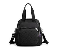 PORRASSO Rucksack Mode Schultertasche Damen Handtasche mit USB Ladeanschluss Mädchen Schultasche Daypack Umhängetasche Arbeit Reisen Schule Täglicher Gebrauch Rucksäcke Schwarz