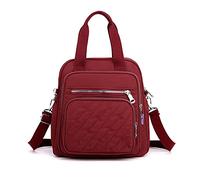 PORRASSO Rucksack Mode Schultertasche Damen Handtasche mit USB Ladeanschluss Mädchen Schultasche Daypack Umhängetasche Arbeit Reisen Schule Täglicher Gebrauch Rucksäcke Rotwein