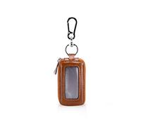 PORRASSO Schlüsselanhänger, echtes Leder, Auto, Schlüssel, tragbar, Geldbörse, Auto, Schlüssel, Retro, wasserdicht, Doppeltasche, Reißverschluss, für Männer und Frauen, gelb, L, Vintage