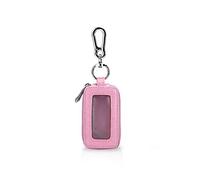 PORRASSO Schlüsselanhänger, echtes Leder, Auto, Schlüssel, tragbar, Geldbörse, Auto, Schlüssel, Retro, wasserdicht, Doppeltasche, Reißverschluss, für Männer und Frauen, Rosa, L, Retro