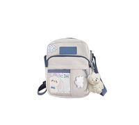 PORRASSO Süße Umhängetasche Mädchen Schultertasche mit Puppen-Anhänger Nylon Schulrachnzen Messenger-Tasche Crossbody Bag für Reisen Täglichen Gebrau Weiß B