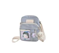 PORRASSO Süße Umhängetasche Mädchen Schultertasche mit Puppen-Anhänger Nylon Schulrachnzen Messenger-Tasche Crossbody Bag für Reisen Täglichen Gebrau Blau B