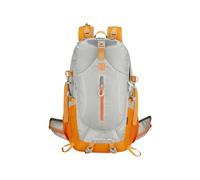 PORRASSO Wanderrucksack 40L Wasserdichter Rucksack Großer Reiserucksack Camping Trekkingrucksack Nylon Backpack für Damen Herren Reisen Sport Graugelb