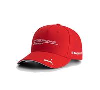 PUMA Porsche Motorsport Team Cap mit gebogenem Schirm und Porsche Motorsport sowie Sponsorenlogos, inklusive Logo auf dem Schirm - Rot - Einheitsgröße