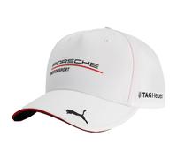 PUMA Porsche Motorsport Team Cap mit gebogenem Schirm und Porsche Motorsport sowie Sponsorenlogos, inklusive Logo auf dem Schirm - Weiß - Einheitsgröße