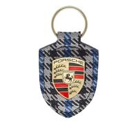 Porsche Pepita Sally Wappen Schlüsselanhänger aus Leder