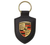 Porsche Schlüsselanhänger SCHWARZ Leder mit Wappen WAP0500900E
