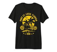 Port St. Lucie Florida Sunset Hotrod Distressed Design Premium T-Shirt