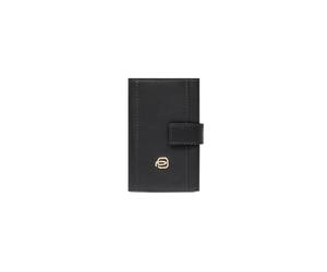 Porta carte di credito in pelle e metallo Uomo piquadro pp5649w92r-n Nero