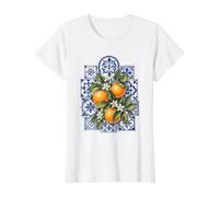 Portugiesische Azulejo Orangen Fliesen Lissabon Preisgünstiges Grafik-T-Shirt, Damen, Weiß, XL