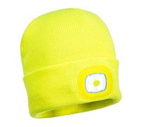 Portwest BEANIE MIT USB WIEDERAUFLADBAREN LED LEUCHTEN, Größe: Einheitsgröße, Farbe: Gelb, B029YER