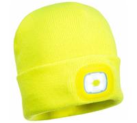 PORTWEST Mütze Beanie mit wiederaufladbarer LED Frontleuchte abnehmbar USB-Laden verschiedene Farben Variante Einheitsgröße gelb