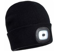 Portwest Beanie mit wiederaufladbarer LED Leuchte, mit USB Anschluss, schwarz (Anstoßkappe & Schutzmütze)