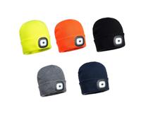 PORTWEST Mütze Beanie mit wiederaufladbarer LED Frontleuchte abnehmbar USB-Laden verschiedene Farben Variante Einheitsgröße marine
