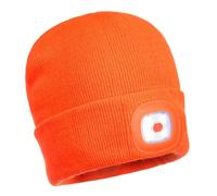 PORTWEST Mütze Beanie mit wiederaufladbarer LED Frontleuchte abnehmbar USB-Laden verschiedene Farben Variante Einheitsgröße orange