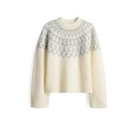 Opus Fashion Damenpullover PORWAY – Regular Strickpullover mit Fair-Isle-Muster Weiß, Größe 40