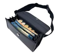 POS VALLEY Professionelle Gürteltasche, Geldbörse inkl. 5 Euro-Wechselfächer, 4 Geldscheinfächer, Magnetverschluss - 23 x 11 x 7 cm - Schwarz
