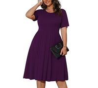 POSESHE Damen-Kleider in Übergröße, für Date, Arbeit, Freizeit, 2023, modische Sommerkleider, dehnbares Sommerkleid mit Taschen, Lila, 2XL