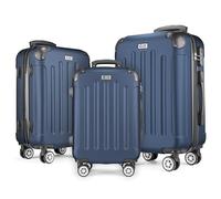 POSH Hartschalenkoffer Koffer & trolleys rollkoffer handgepäck reisekoffer mit Rollen | Koffer groß, mittelgroß, klein ABS | Leichter Kofferset 3 teilig im M-L-XL (Navy blau, Set)