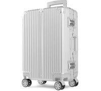 POSH Mittelgroß Koffer L - Aluminium Rahmen Hartschale Polycarbonat Trolley mit 2 TSA-Schlössern - Ohne Reißverschluss - Robuster Business 70L Reisekoffer 70x45x28 cm - Inklusive Kofferschutzhülle