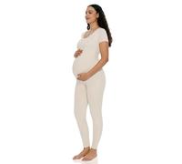 POSHDIVAH Umstands-Overall, Strampler, Leggings, kurzärmelig, Beige, Large