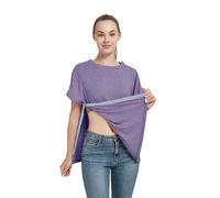 Post Schulteroperation Hemd, Damen Kurzarmhemd mit Premium-Druckknopf, Chemo-Kleidung, dunkelviolett, L