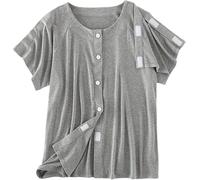 Post-Shoulder-Chirurgie-Hemden For Frauen, Wegreißbares Hemd, Mastektomie, Chemo-Port-Zugang(Men Grey,XX-Large)