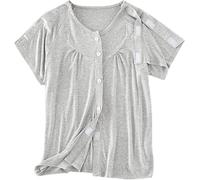 Post-Shoulder-Chirurgie-Hemden For Frauen, Wegreißbares Hemd, Mastektomie, Chemo-Port-Zugang(Women Grey,XX-Large)