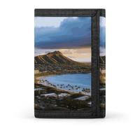 POTSCBVW Hawaii Skyline Diamond Head Volcano Geldbörse, kompakt, dreifach gefaltete Geldbörse mit Schlüsselanhänger, leicht und langlebig, für Outdoor, Stil, Einheitsgröße, klassisch