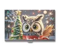 POTSCBVW Visitenkartenhalter mit Eulen-Motiv, superleicht, tragbar, Aluminiumlegierung, Kreditkarten-Organizer, schlank, professionelles Visitenkartenetui für Büroangestellte, Männer und Frauen