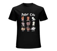 Potter Cats Shirt Funny Gift for Cat Lovers Shirt, Tee Short-Sleeved T-Shirts Black S