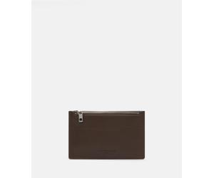 Pouch aus Leder mit Kroko-Prägung braun