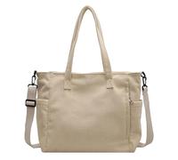 Povanjer Umhängetasche für Damen, Umhängetasche Messenger, Arbeitstasche für Reisen, große Umhängetasche, Messenger-Taschen für Damen aus Cord für gelegentliche Arbeit, beige, riferimento alla